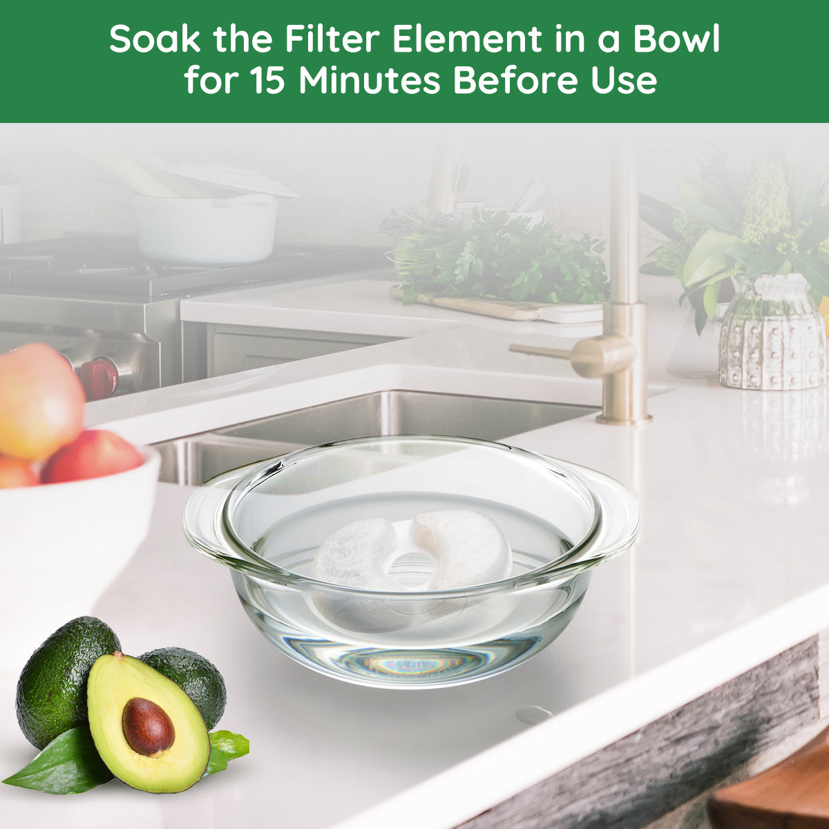 8 Pack Avocado Pet Fountain filter replacement with Quadruple Filteration System for Pet Drinking Health