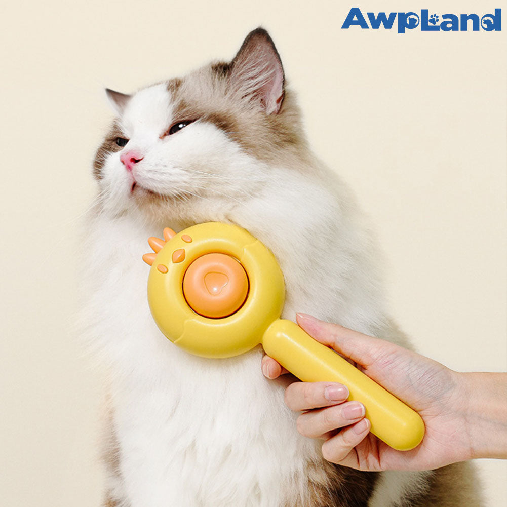 リリースボタン付き猫用ブラシ(短毛・長毛猫・犬・ウサギ用)