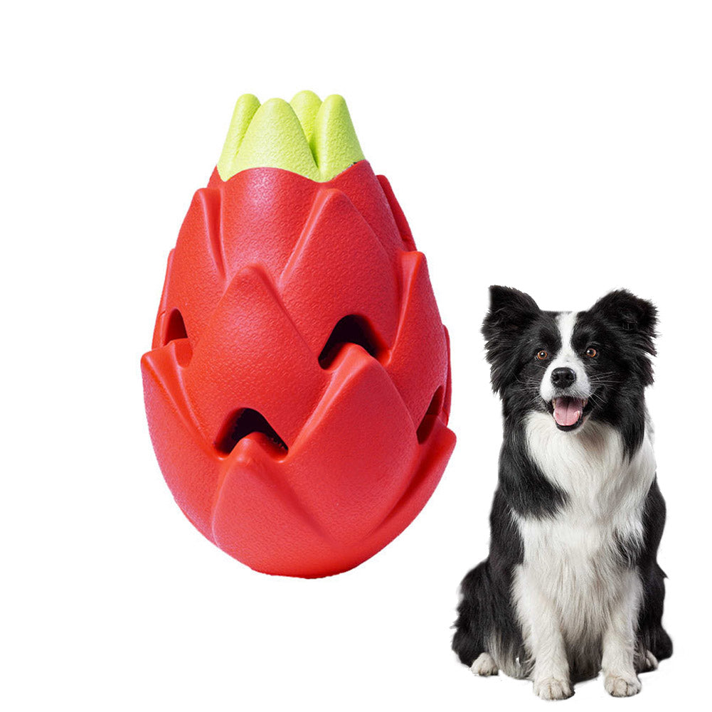 Pitaya Dog Puzzle Toys, Rubber Dog Chew Toys for Treat Food Dispenser