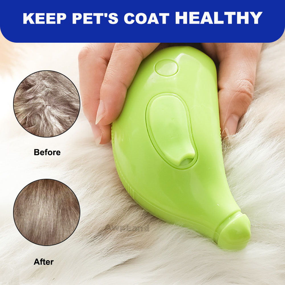 Cepillo para gatos con vapor, lindo cepillo para mascotas con vapor autolimpiante en forma de plátano para gatos y conejos