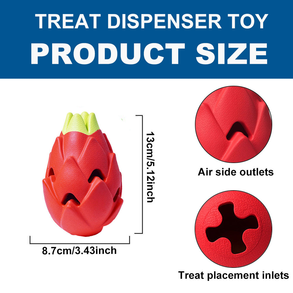 Pitaya Dog Puzzle Toys, Rubber Dog Chew Toys for Treat Food Dispenser
