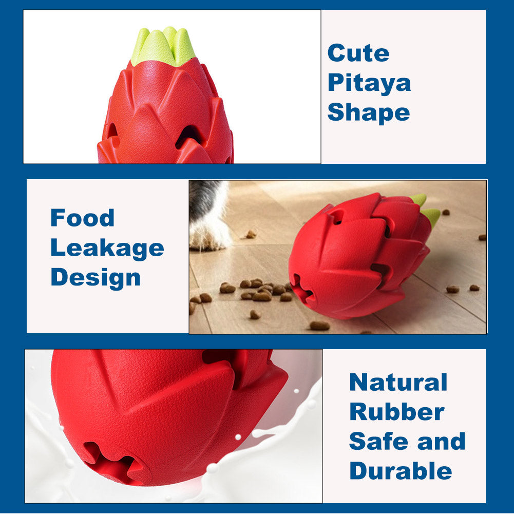 Pitaya Dog Puzzle Toys, Rubber Dog Chew Toys for Treat Food Dispenser