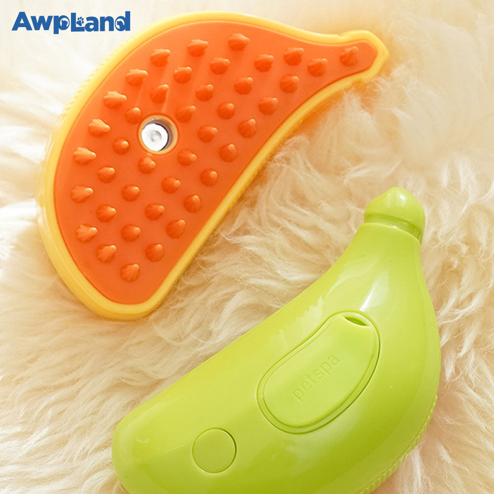 Cepillo para gatos con vapor, lindo cepillo para mascotas con vapor autolimpiante en forma de plátano para gatos y conejos