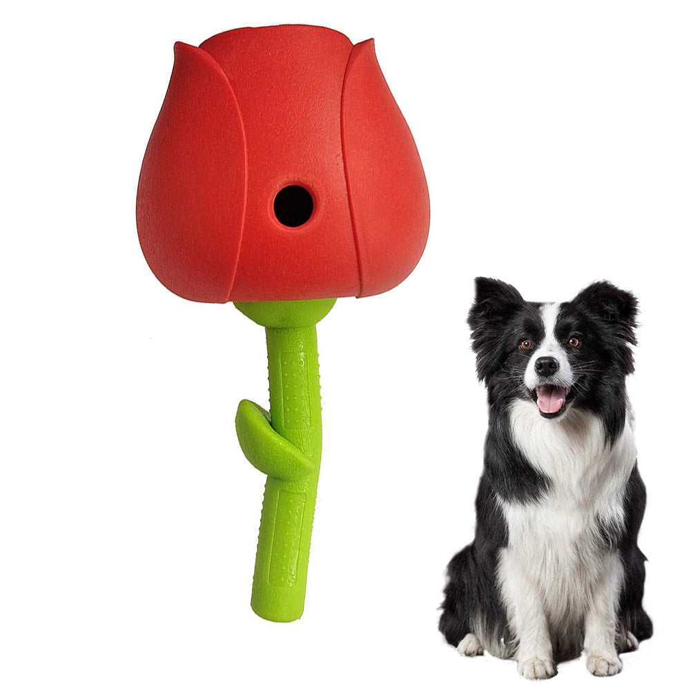 Rose Dog Puzzle Toys, Rubber Dog Chew Toys for Treat Food Dispenser