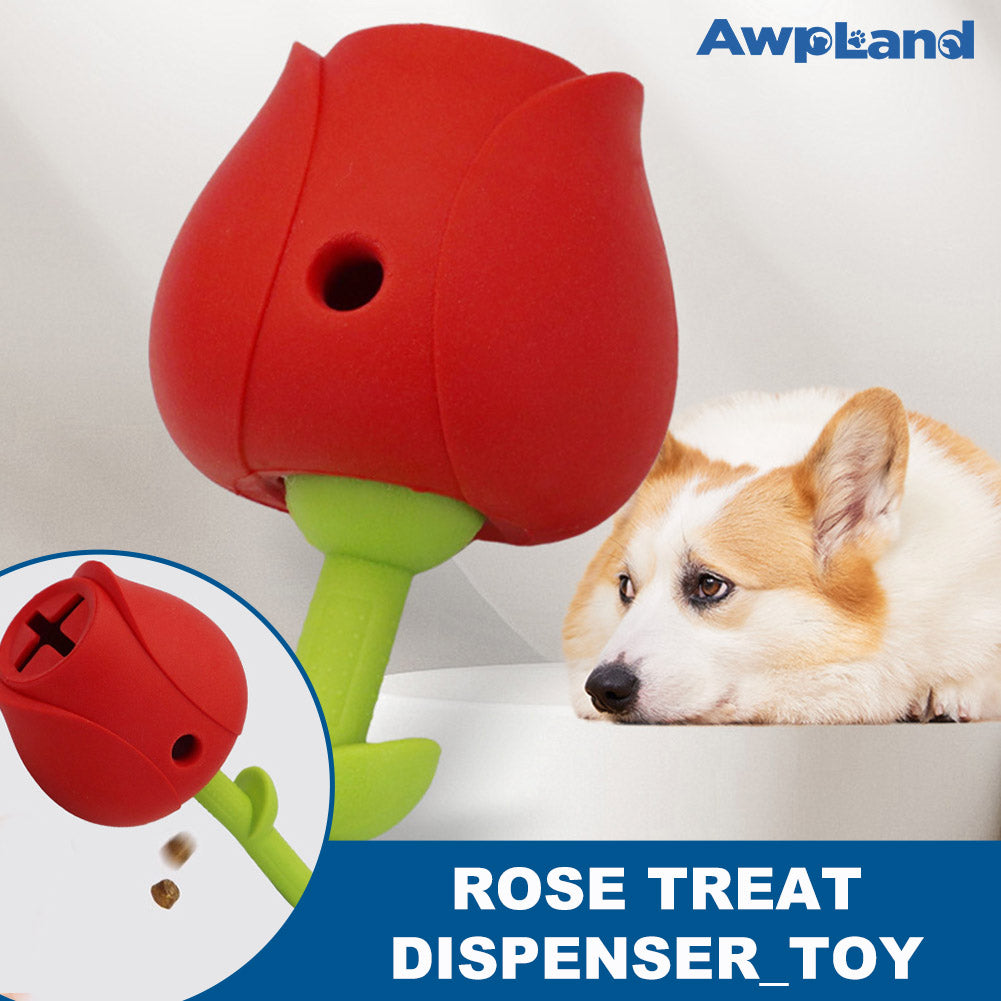 Rose Dog Puzzle Toys, Rubber Dog Chew Toys for Treat Food Dispenser