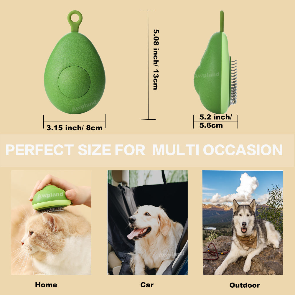かわいいアボカド型の犬用ブラシ(リリースボタン付き)