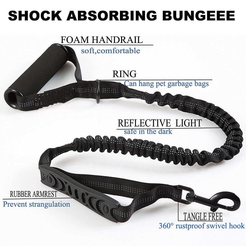 Strong Bungee Shock Absorbing Dog Leash for Small Medium and Large Dogs Training and Walking