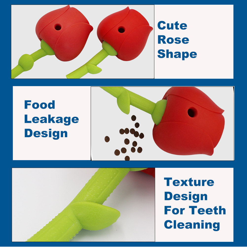 Rose Dog Puzzle Toys, Rubber Dog Chew Toys for Treat Food Dispenser