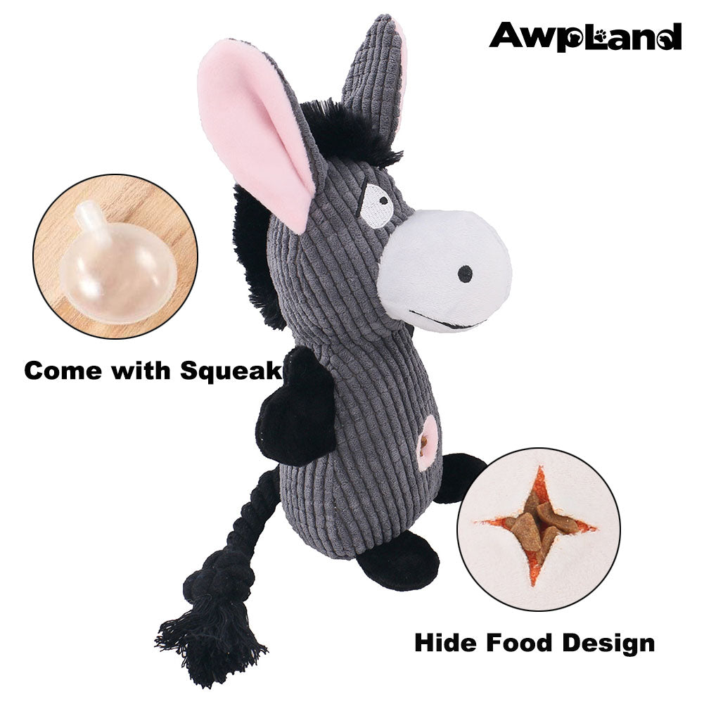 Plush Dog Toy - Cute Donkey Shape and Durable Squeaky Dog Toys