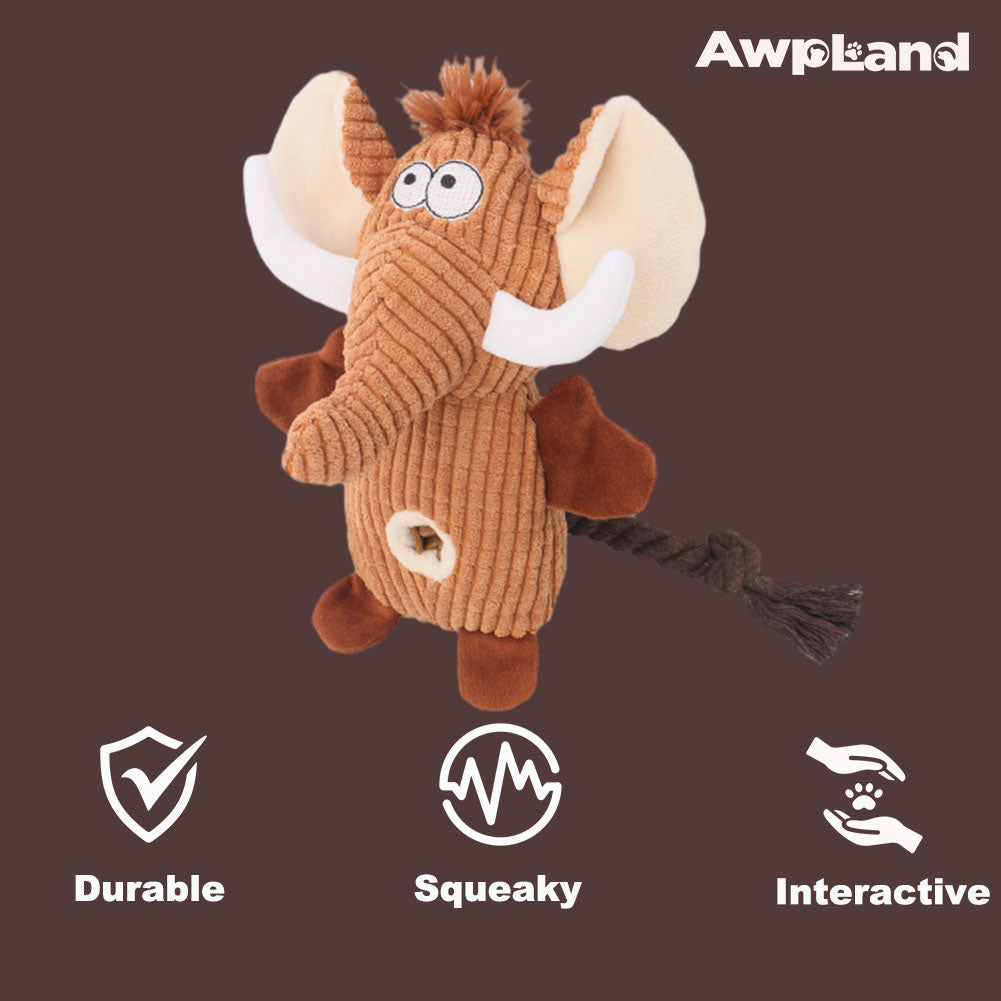 Plush Dog Toy - Cute Elephant Shape and Durable Squeaky Dog Toys