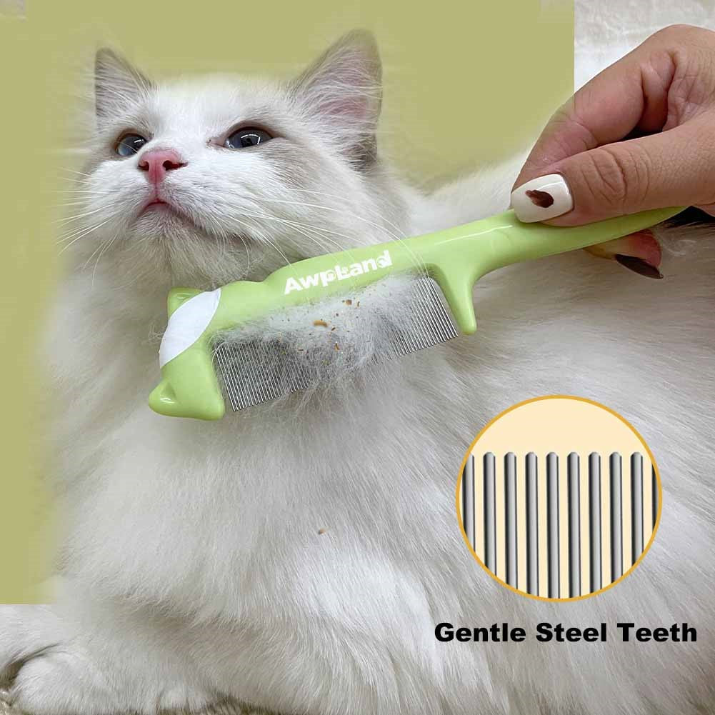 Dog Combs with Rounded Ends Stainless Steel Teeth and Non-Slip Grip Handle for Removing Tangles and Knots