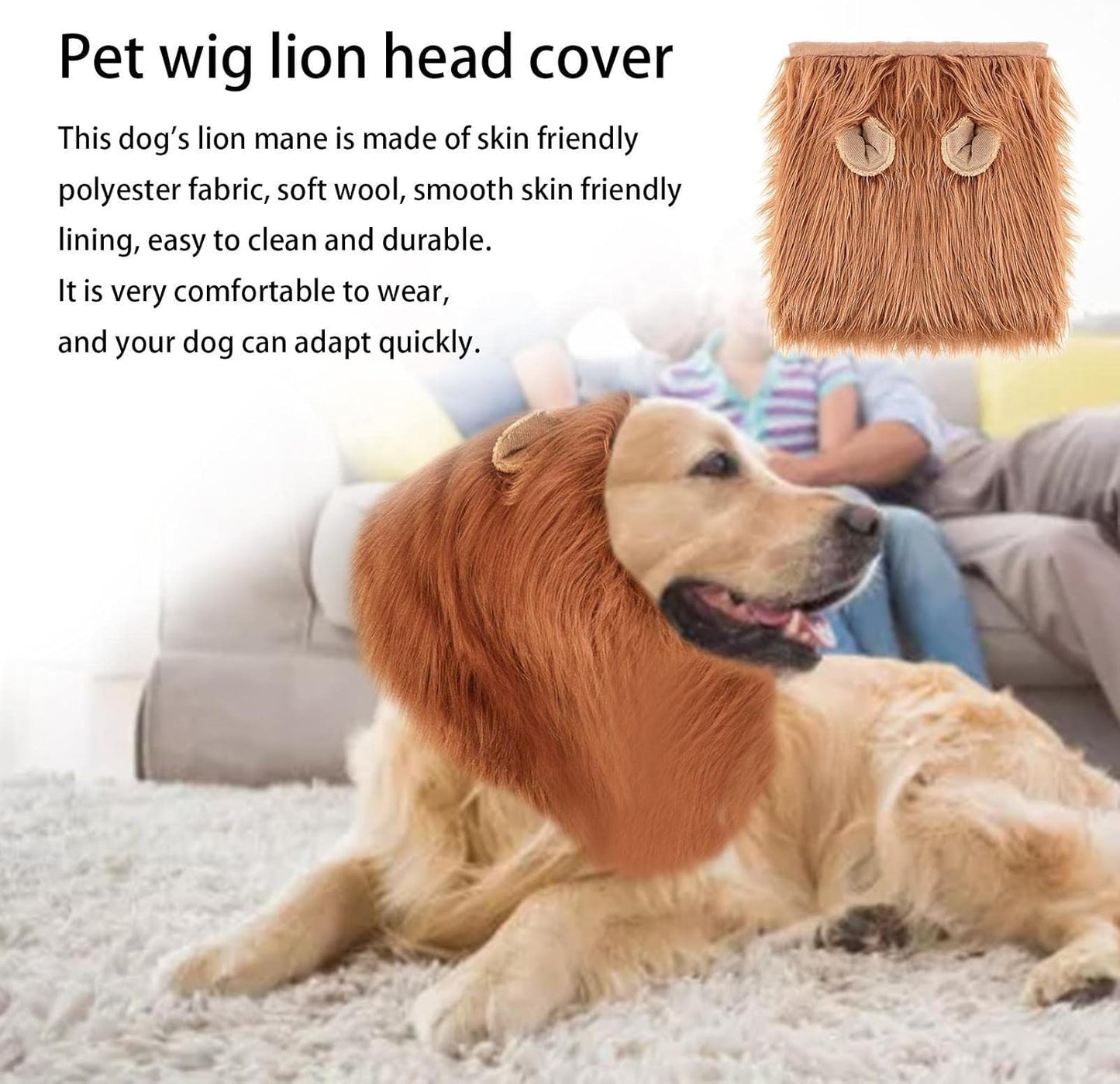 Realistic Lion Mane Wig for Medium to Large Sized Dog