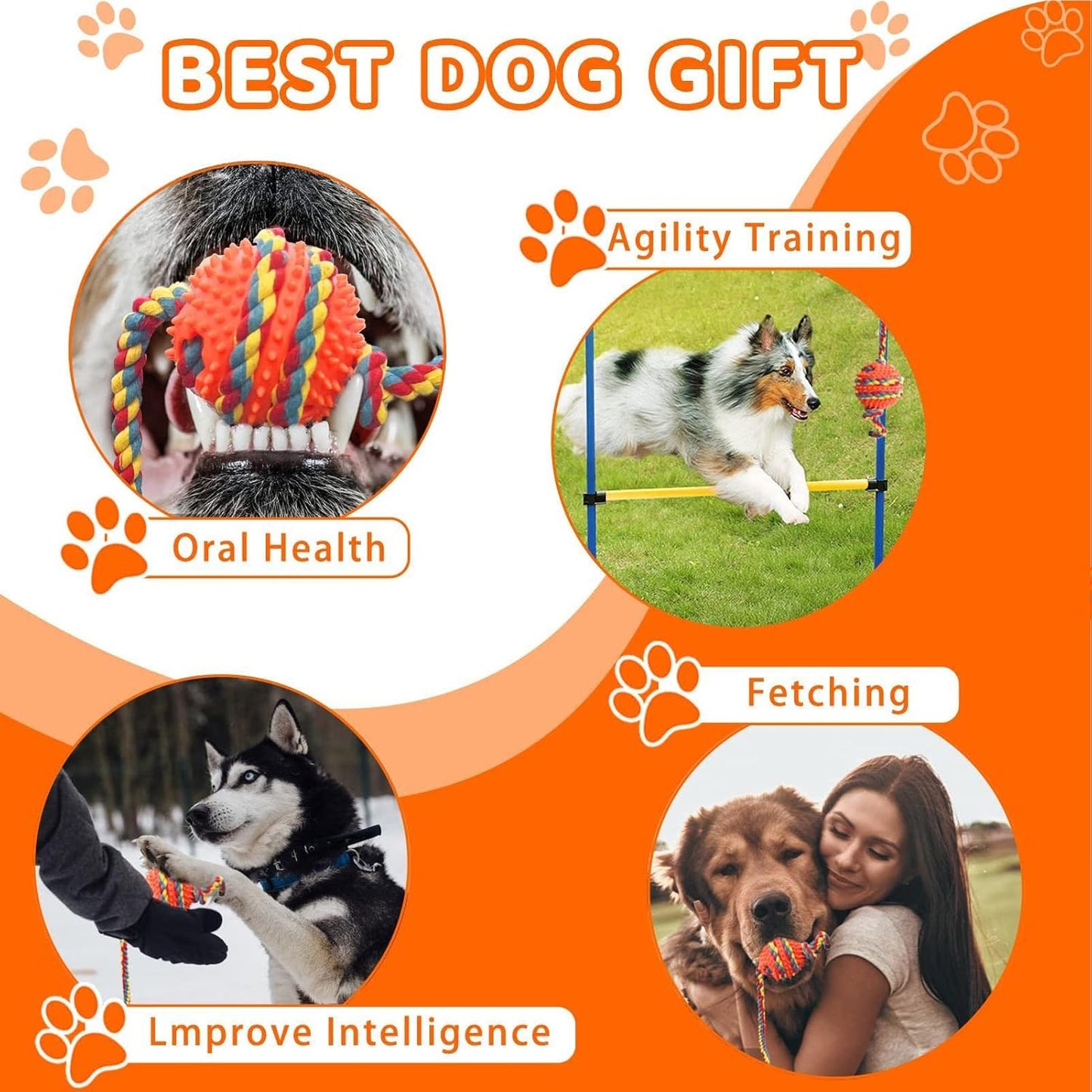 Juguetes de cuerda para perros con masticadores agresivos, juguetes de cuerda de algodón resistentes para perros con pelota para masticar