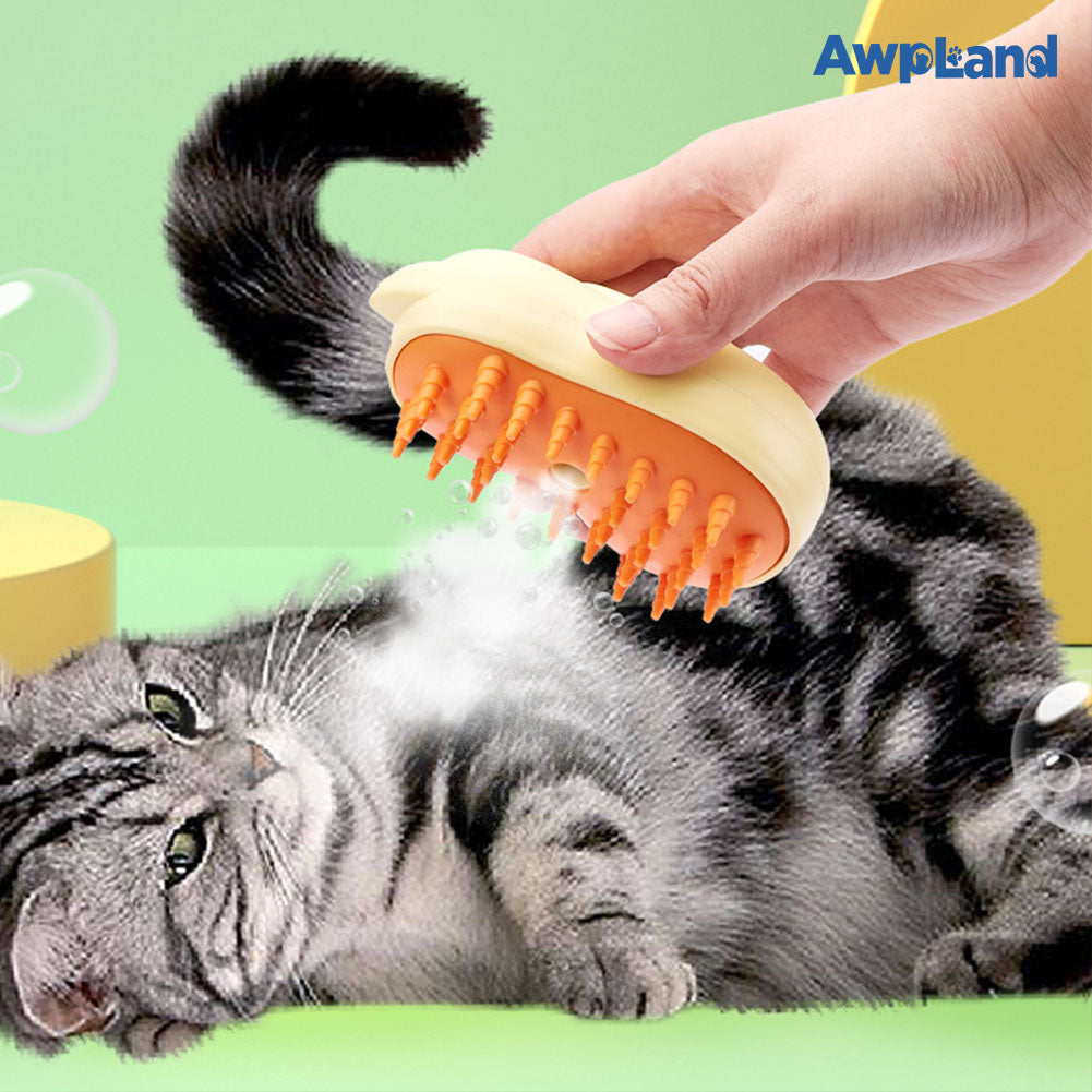 Cepillo para gatos con vapor, lindo cepillo para mascotas con vapor autolimpiante con forma de gato para gatos y conejos