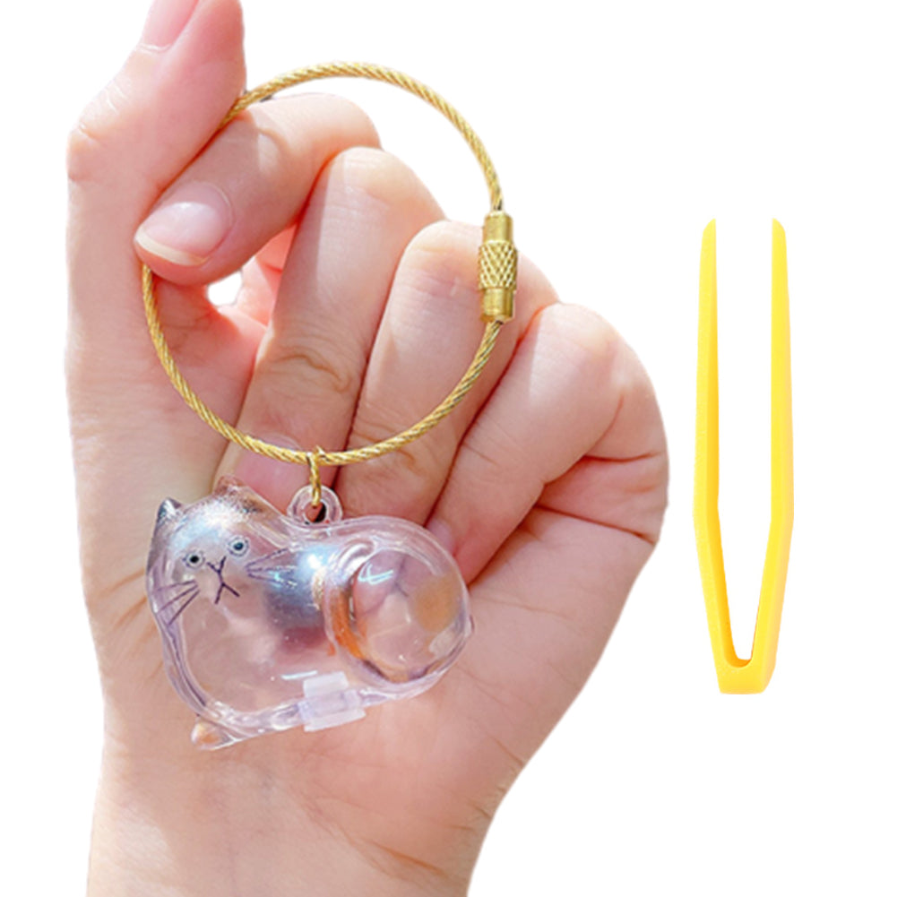 Transparent Cat Hairs Storage Bottle with Chain, Memorial Cats Hair Keepsake for Pet Owner