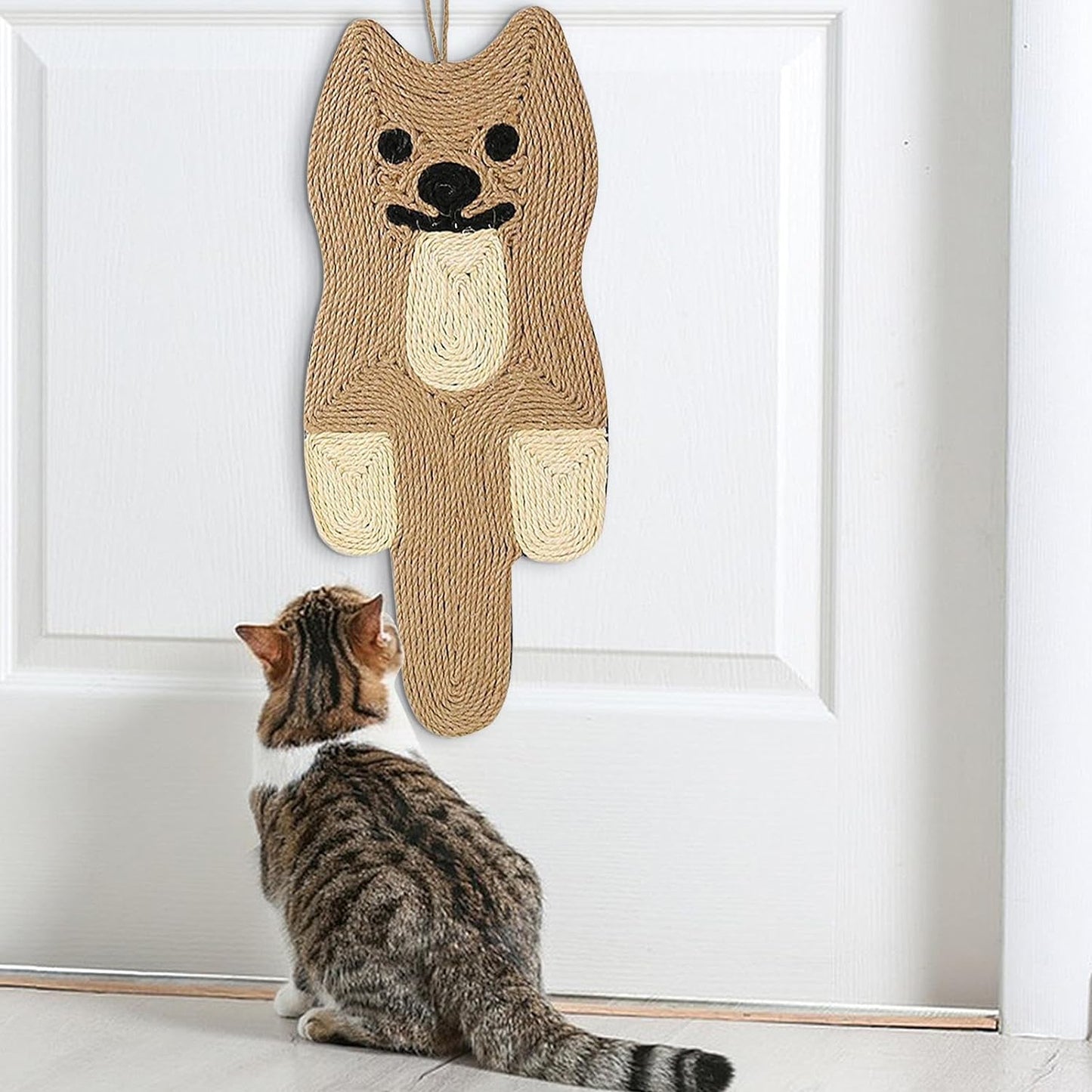 Alfombrilla rascadora para gatos, 21,3 x 9,8 pulgadas, de sisal natural, con forma de ratón