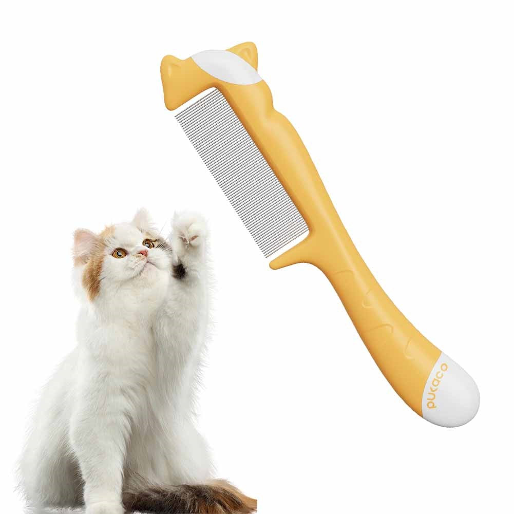 Dog Combs with Rounded Ends Stainless Steel Teeth and Non-Slip Grip Handle for Removing Tangles and Knots