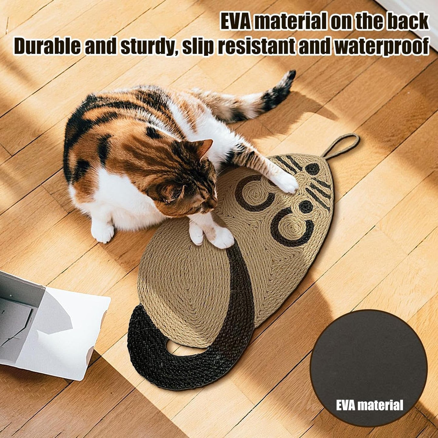 Alfombrilla rascadora para gatos, 21,3 x 9,8 pulgadas, de sisal natural, con forma de ratón
