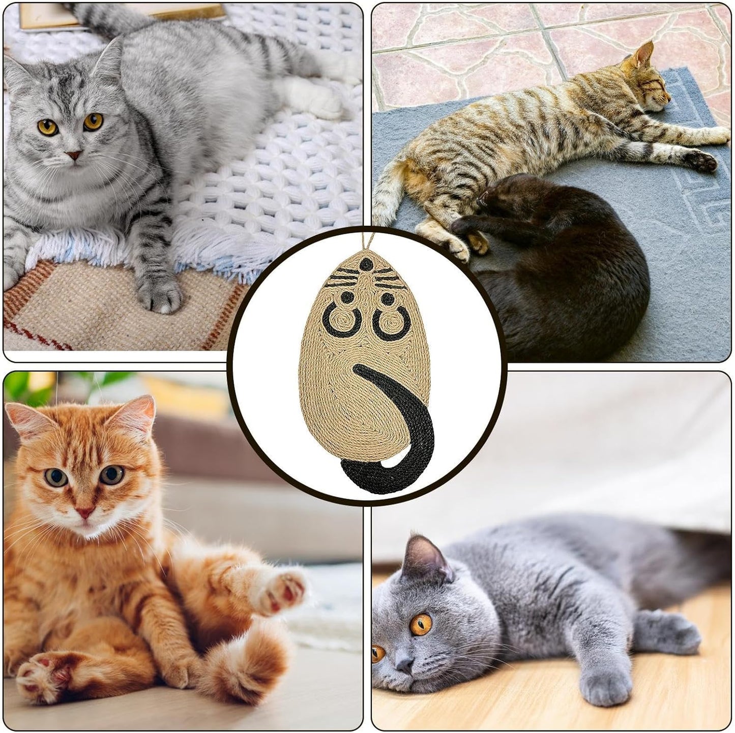 Alfombrilla rascadora para gatos, 21,3 x 9,8 pulgadas, de sisal natural, con forma de ratón