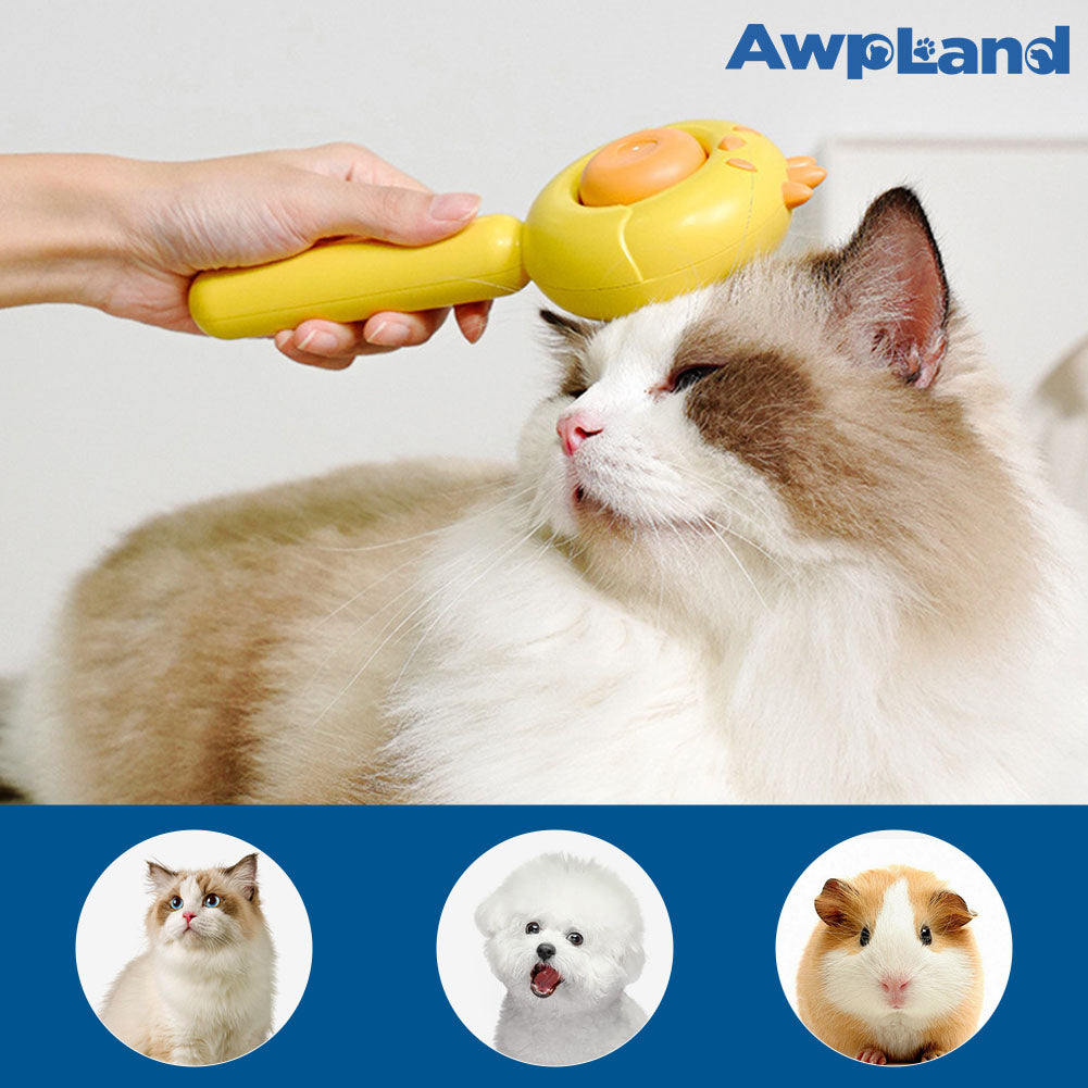 リリースボタン付き猫用ブラシ(短毛・長毛猫・犬・ウサギ用)