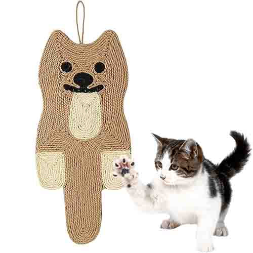 Alfombrilla rascadora para gatos, 21,3 x 9,8 pulgadas, de sisal natural, con forma de ratón