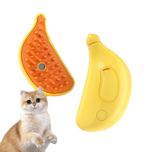 Cepillo para gatos con vapor, lindo cepillo para mascotas con vapor autolimpiante en forma de plátano para gatos y conejos