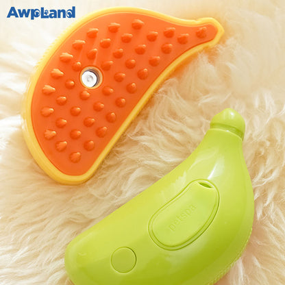 Cepillo para gatos con vapor, lindo cepillo para mascotas con vapor autolimpiante en forma de plátano para gatos y conejos