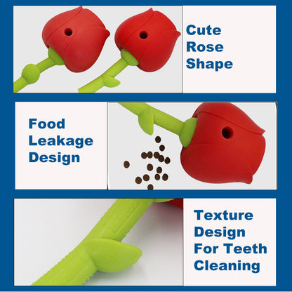 Rose Dog Puzzle Toys, Rubber Dog Chew Toys for Treat Food Dispenser