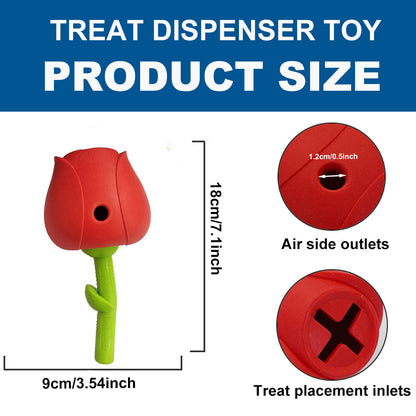 Rose Dog Puzzle Toys, Rubber Dog Chew Toys for Treat Food Dispenser