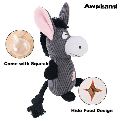 Plush Dog Toy - Cute Donkey Shape and Durable Squeaky Dog Toys