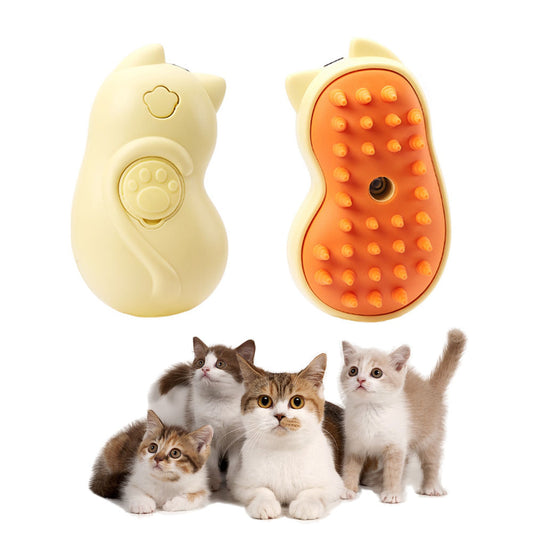 Cepillo para gatos con vapor, lindo cepillo para mascotas con vapor autolimpiante con forma de gato para gatos y conejos