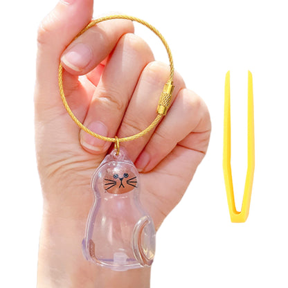 Transparent Cat Hairs Storage Bottle with Chain, Memorial Cats Hair Keepsake for Pet Owner