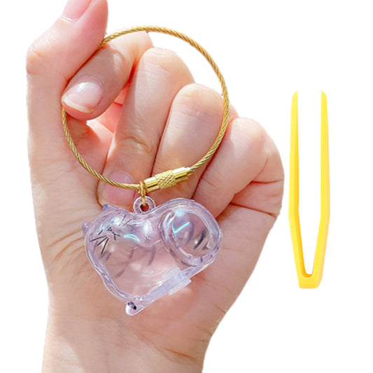 Transparent Cat Hairs Storage Bottle with Chain, Memorial Cats Hair Keepsake for Pet Owner