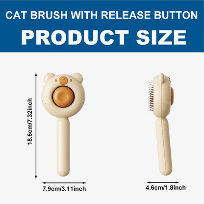リリースボタン付き猫用ブラシ（短毛・長毛猫・犬・ウサギ用） 