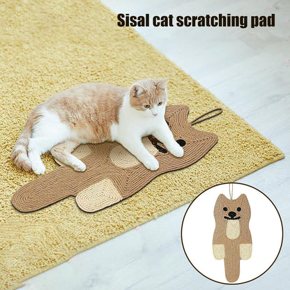 Alfombrilla rascadora para gatos, 21,3 x 9,8 pulgadas, de sisal natural, con forma de ratón