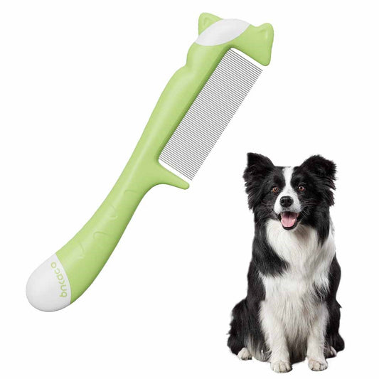 Dog Combs with Rounded Ends Stainless Steel Teeth and Non-Slip Grip Handle for Removing Tangles and Knots