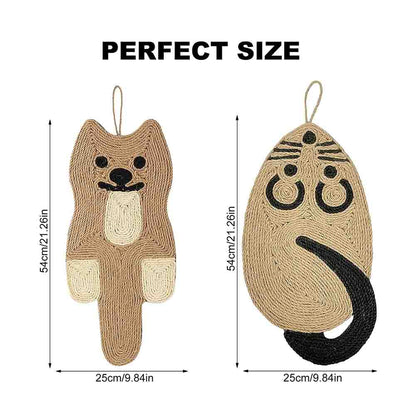 Alfombrilla rascadora para gatos, 21,3 x 9,8 pulgadas, de sisal natural, con forma de ratón
